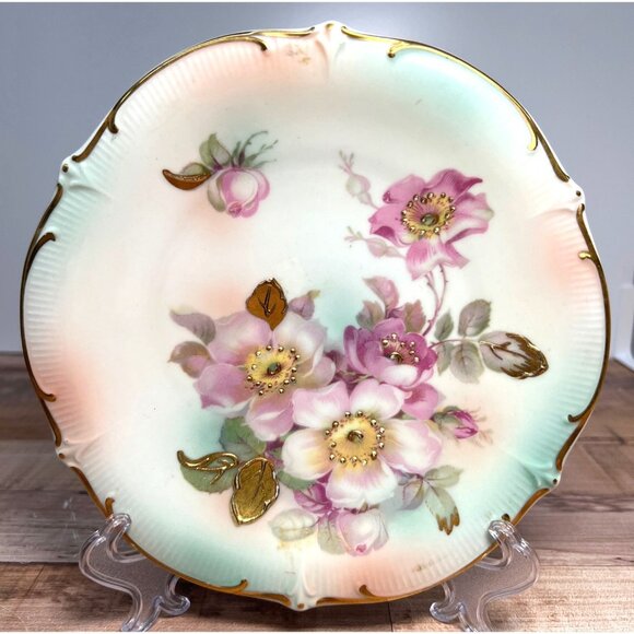 Vintage Schumann Arzberg Bavaria Floral Decorative Plate With Gold Accents - Picture 1 of 3